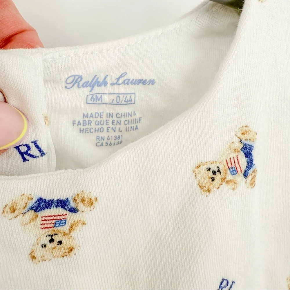 Ralph Lauren White One Piece with Built-in Footies